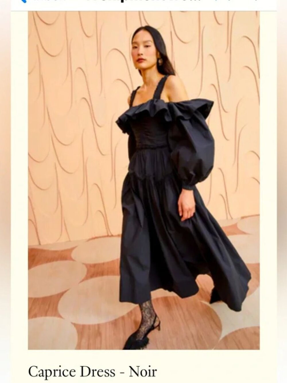 Ulla Johnson Black Caprice Dress Balloon sleeve Off Shoulder Ruffle Midi Maxi 8